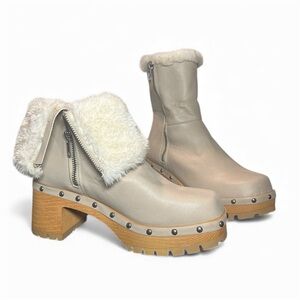 MIA Sassie Beige Faux Fur Zip Booties Size 8 – New